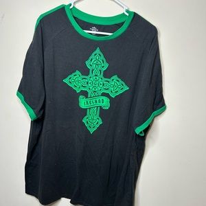 Ireland Irish Celtic Cross Short Sleeve T Shirt Black and Green
